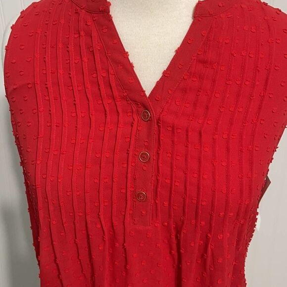 Charter Club Sleeveless Button Blouse Barn Red XS - Picture 7 of 13